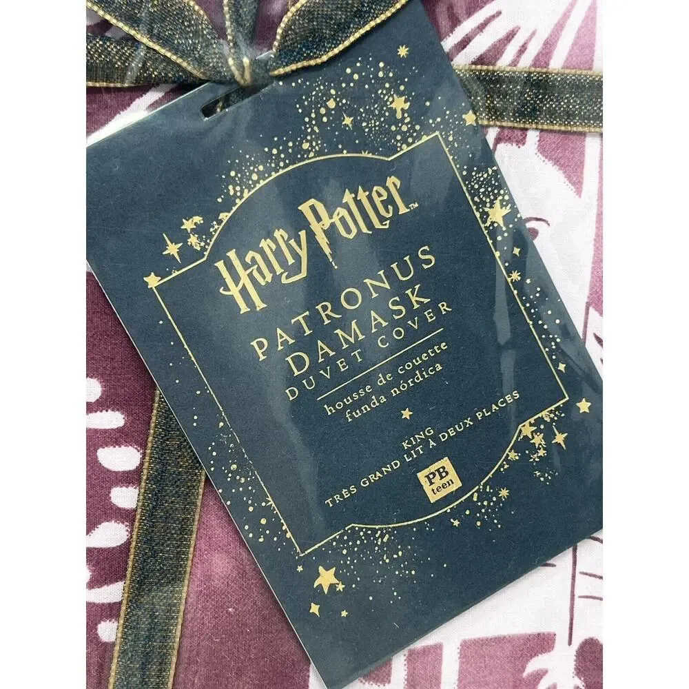 Pottery Barn Teen Harry Potter Patronus Damask KING Duvet Cover Burgundy Gold